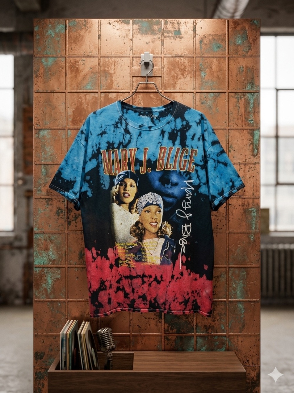 Mary J. Blige Graphic Tie-Dye Tee - Blue & Pink